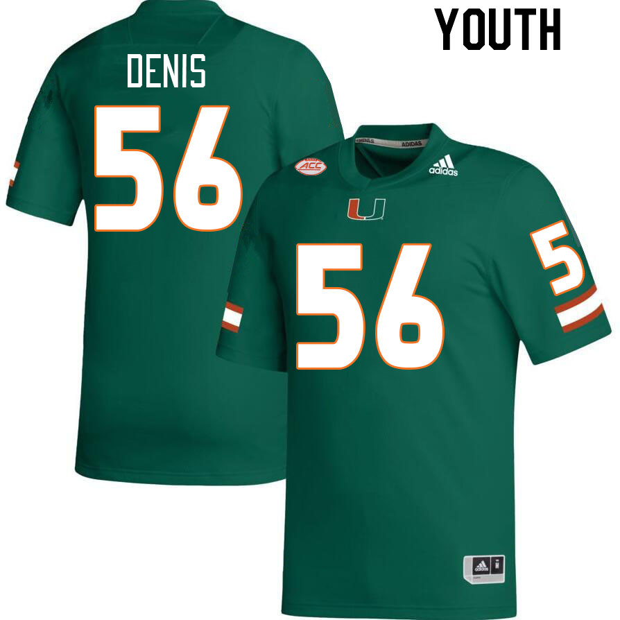 Youth #56 Jonathan Denis Miami Hurricanes College Football Jerseys Stitched-Green